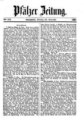 Pfälzer Zeitung Dienstag 22. September 1857