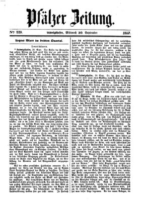 Pfälzer Zeitung Mittwoch 30. September 1857