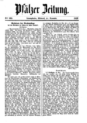 Pfälzer Zeitung Mittwoch 11. November 1857