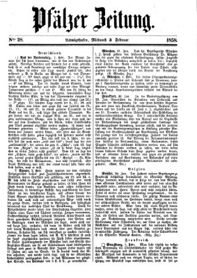 Pfälzer Zeitung Mittwoch 3. Februar 1858