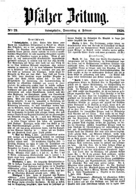 Pfälzer Zeitung Donnerstag 4. Februar 1858