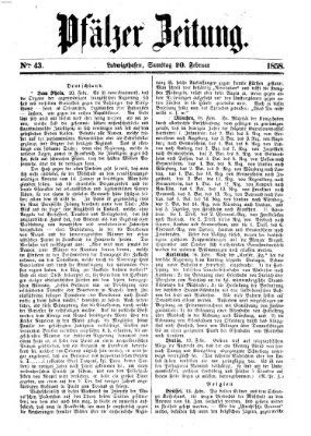 Pfälzer Zeitung Samstag 20. Februar 1858