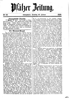 Pfälzer Zeitung Samstag 27. Februar 1858