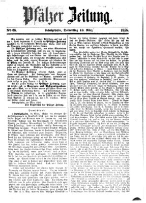 Pfälzer Zeitung Donnerstag 18. März 1858