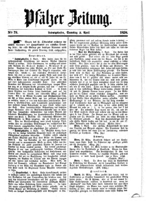 Pfälzer Zeitung Samstag 3. April 1858