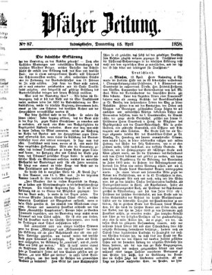 Pfälzer Zeitung Donnerstag 15. April 1858