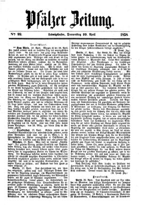 Pfälzer Zeitung Donnerstag 29. April 1858