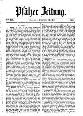 Pfälzer Zeitung Donnerstag 17. Juni 1858