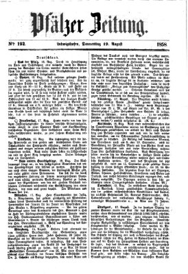 Pfälzer Zeitung Donnerstag 19. August 1858