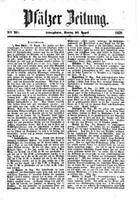 Pfälzer Zeitung Montag 30. August 1858