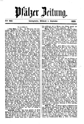 Pfälzer Zeitung Mittwoch 1. September 1858