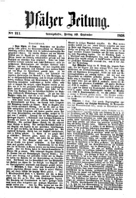 Pfälzer Zeitung Freitag 10. September 1858