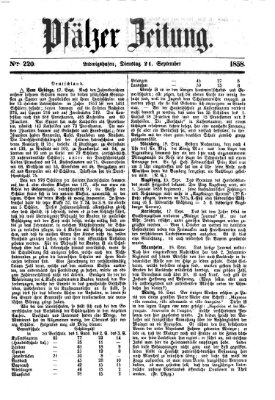 Pfälzer Zeitung Dienstag 21. September 1858