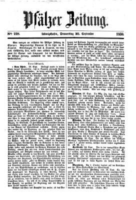 Pfälzer Zeitung Donnerstag 30. September 1858