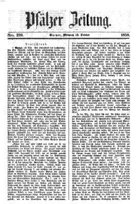 Pfälzer Zeitung Mittwoch 13. Oktober 1858