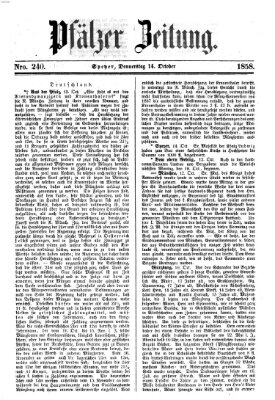 Pfälzer Zeitung Donnerstag 14. Oktober 1858