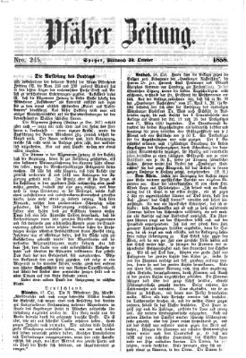 Pfälzer Zeitung Mittwoch 20. Oktober 1858