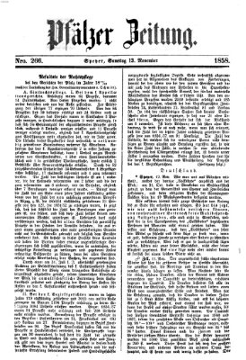 Pfälzer Zeitung Samstag 13. November 1858