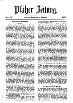 Pfälzer Zeitung Donnerstag 18. November 1858