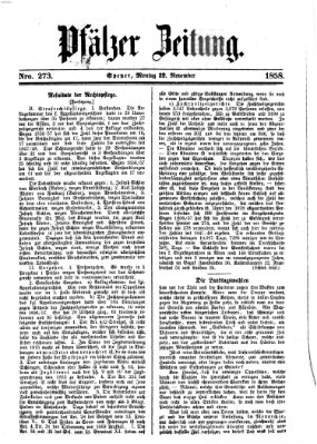 Pfälzer Zeitung Montag 22. November 1858