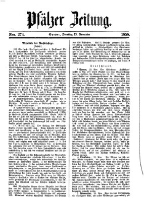 Pfälzer Zeitung Dienstag 23. November 1858