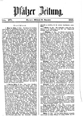 Pfälzer Zeitung Mittwoch 24. November 1858