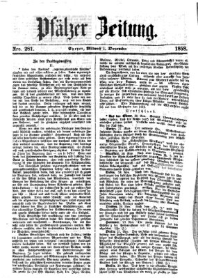 Pfälzer Zeitung Mittwoch 1. Dezember 1858