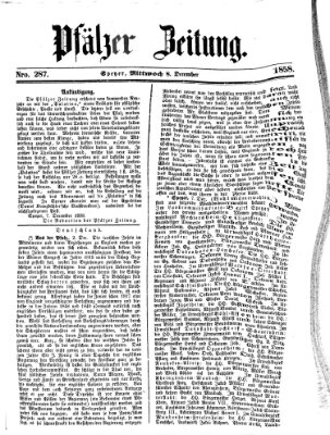 Pfälzer Zeitung Mittwoch 8. Dezember 1858