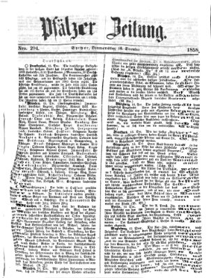 Pfälzer Zeitung Donnerstag 16. Dezember 1858