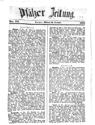 Pfälzer Zeitung Mittwoch 22. Dezember 1858