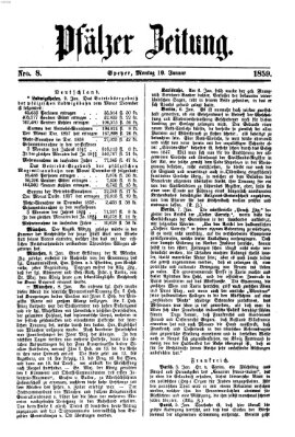 Pfälzer Zeitung Montag 10. Januar 1859