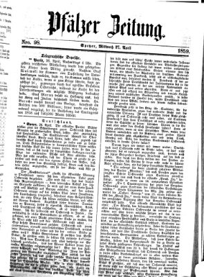 Pfälzer Zeitung Mittwoch 27. April 1859