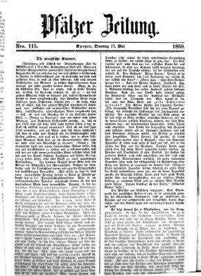 Pfälzer Zeitung Dienstag 17. Mai 1859