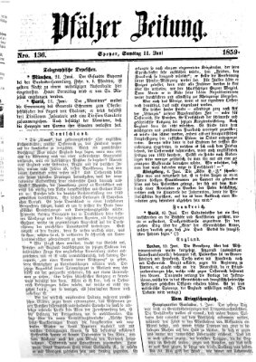 Pfälzer Zeitung Samstag 11. Juni 1859