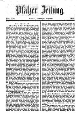 Pfälzer Zeitung Dienstag 27. September 1859