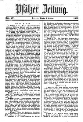 Pfälzer Zeitung Montag 3. Oktober 1859