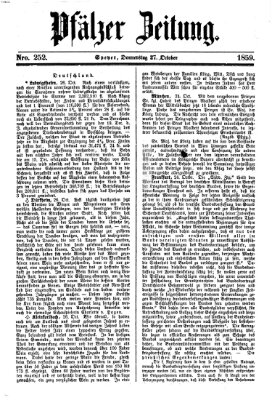 Pfälzer Zeitung Donnerstag 27. Oktober 1859