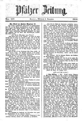 Pfälzer Zeitung Mittwoch 2. November 1859