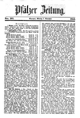 Pfälzer Zeitung Montag 7. November 1859