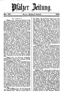 Pfälzer Zeitung Mittwoch 9. November 1859