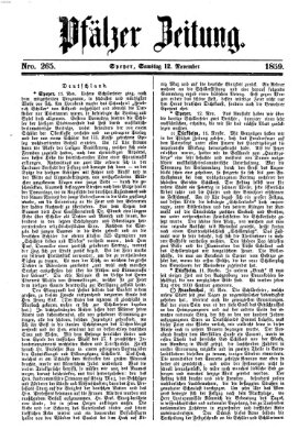 Pfälzer Zeitung Samstag 12. November 1859