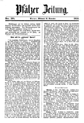 Pfälzer Zeitung Mittwoch 16. November 1859