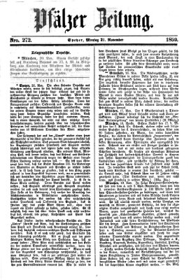 Pfälzer Zeitung Montag 21. November 1859