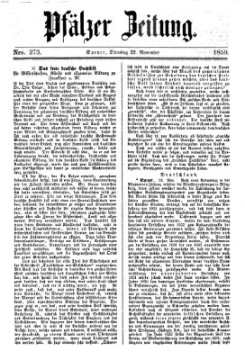 Pfälzer Zeitung Dienstag 22. November 1859