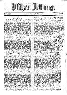 Pfälzer Zeitung Dienstag 13. Dezember 1859