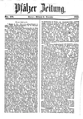 Pfälzer Zeitung Mittwoch 21. Dezember 1859