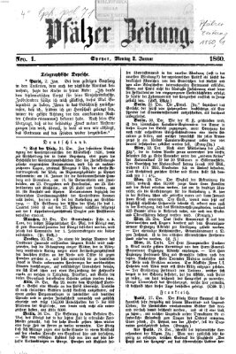 Pfälzer Zeitung Montag 2. Januar 1860