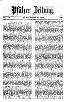 Pfälzer Zeitung Donnerstag 12. Januar 1860