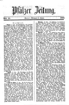 Pfälzer Zeitung Mittwoch 18. Januar 1860