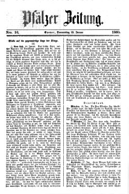 Pfälzer Zeitung Donnerstag 19. Januar 1860